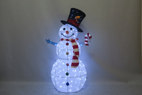 3-inch 190-light copper wire lamp with double-layer messy net cloth snowman decoration