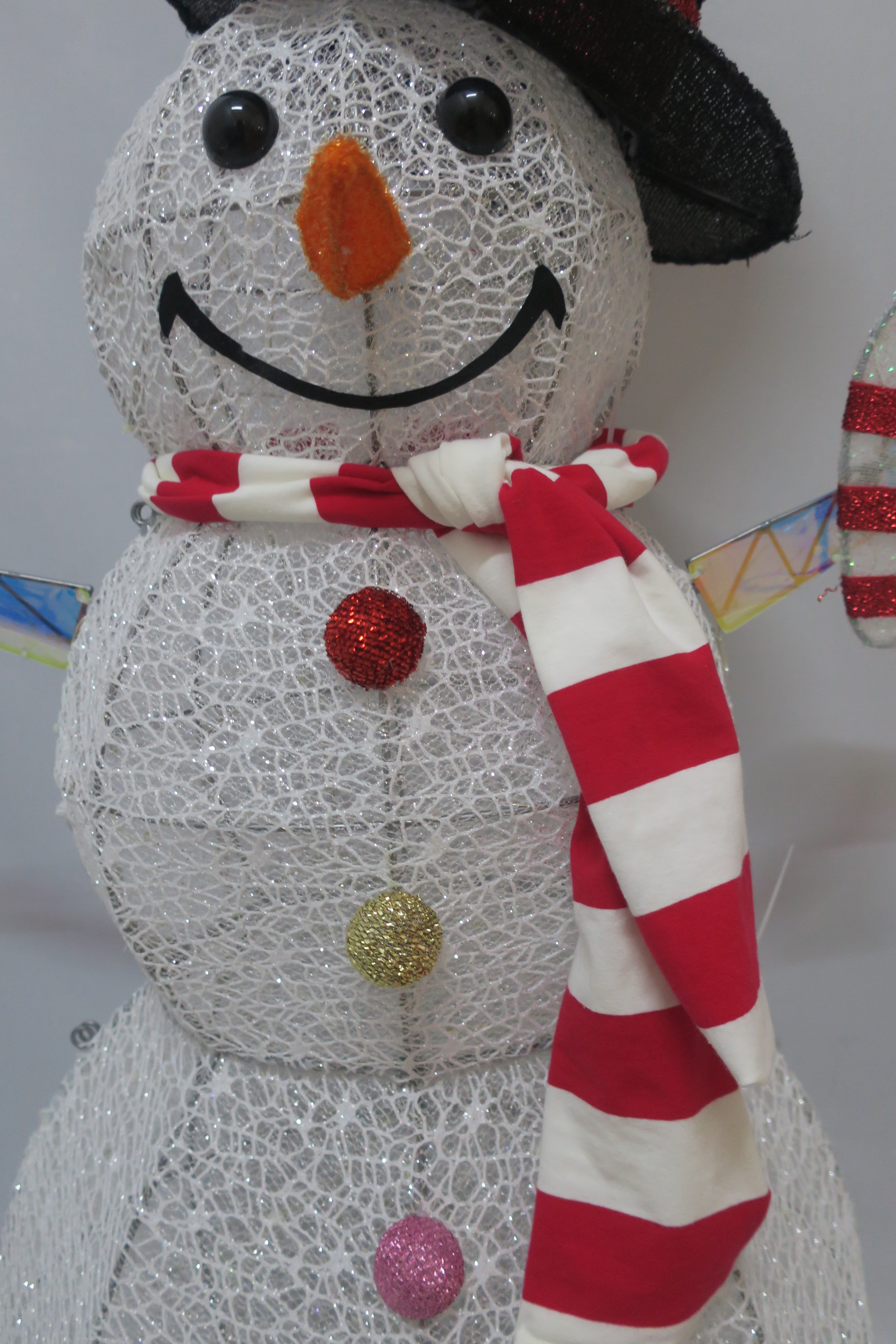 3-inch 190-light copper wire lamp with double-layer messy net cloth snowman decoration