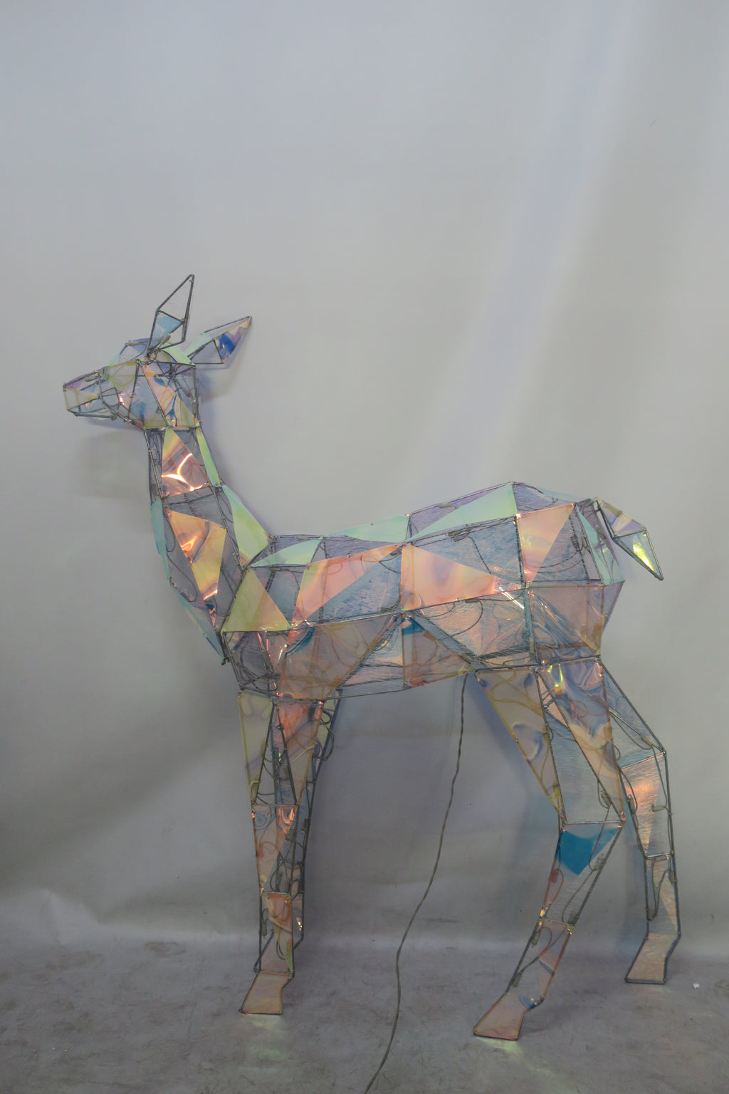52-inch 120-light diamond-shaped iron frame with messy net cloth and rainbow film deer decoration