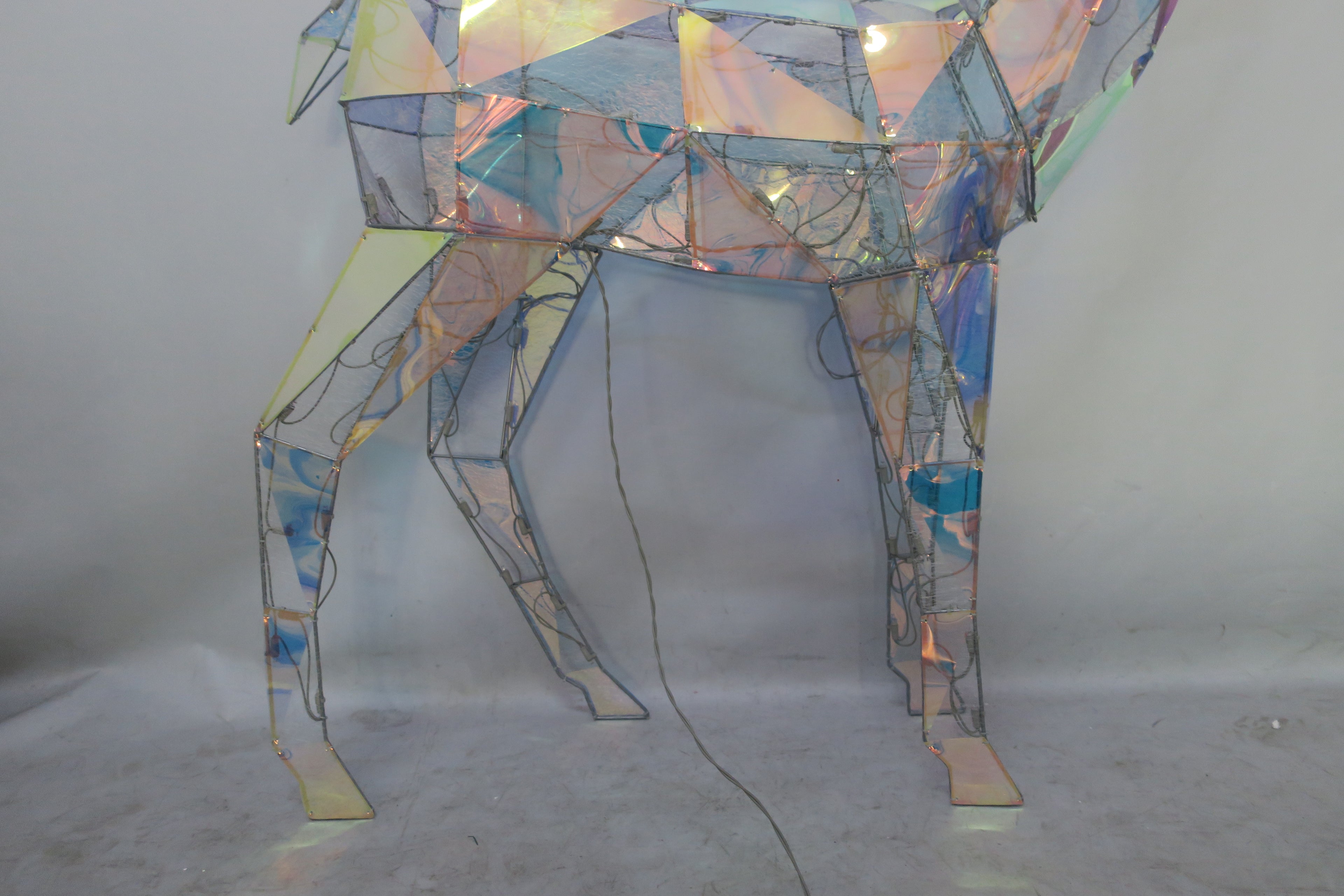 52-inch 120-light diamond-shaped iron frame with messy net cloth and rainbow film deer decoration