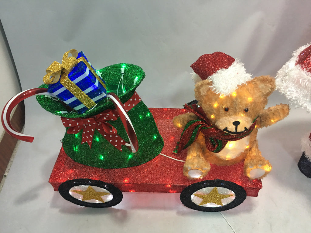 43/22-inch 200+160-light fabric-covered Santa sleigh set light