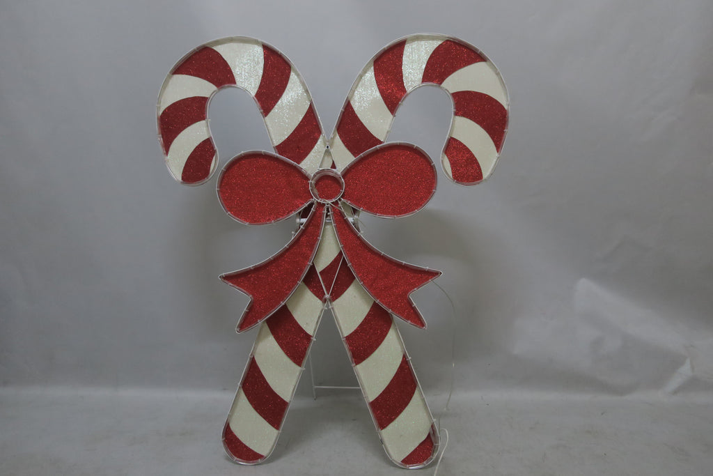 36-inch 105-light fabric-wrapped tube light bow double cane decoration