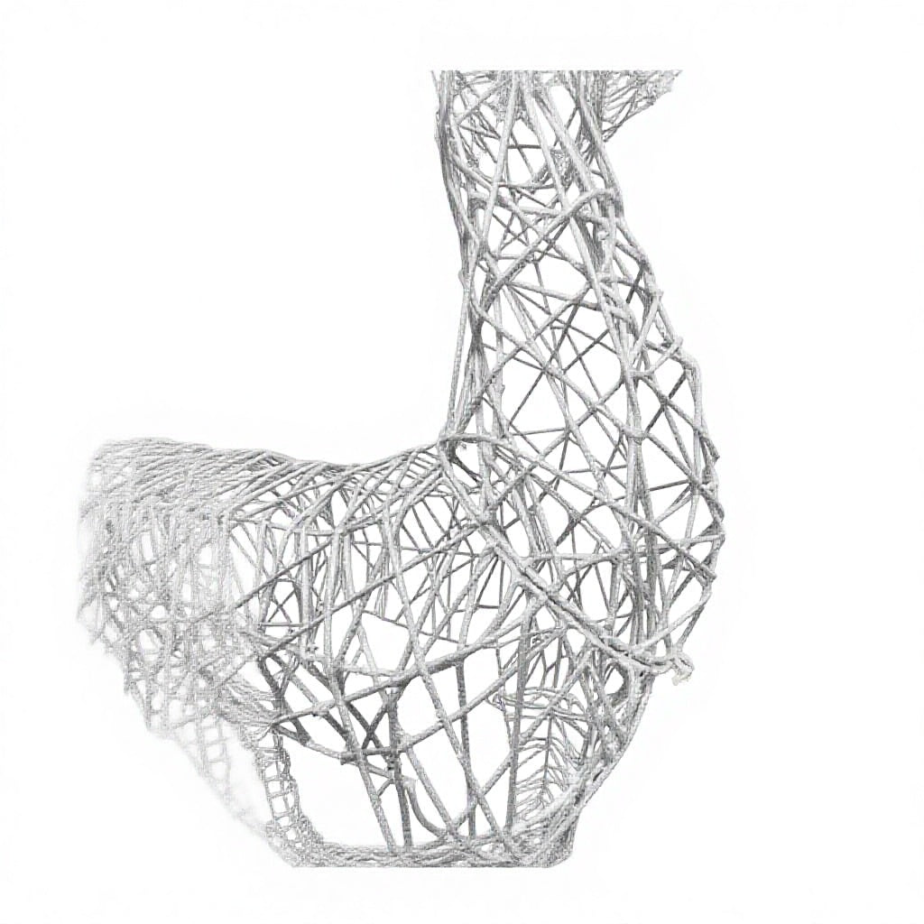 Elegant Silver Wire Woven Deer Sculpture with Gilded Antlers, Modern Christmas Decor Accent