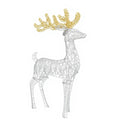 Elegant Silver Wire Woven Deer Sculpture with Gilded Antlers, Modern Christmas Decor Accent