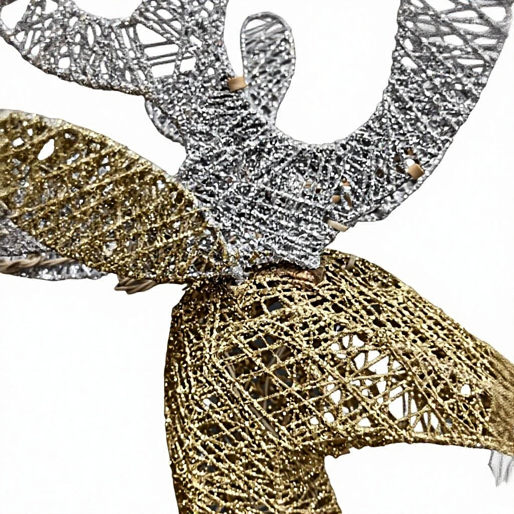 48 Inch Pre-Lit Gold Wire Reindeer with Silver Antlers, Lighted Christmas Deer Decor for Indoor & Outdoor Holiday Displays
