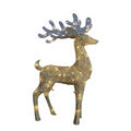 48 Inch Pre-Lit Gold Wire Reindeer with Silver Antlers, Lighted Christmas Deer Decor for Indoor & Outdoor Holiday Displays