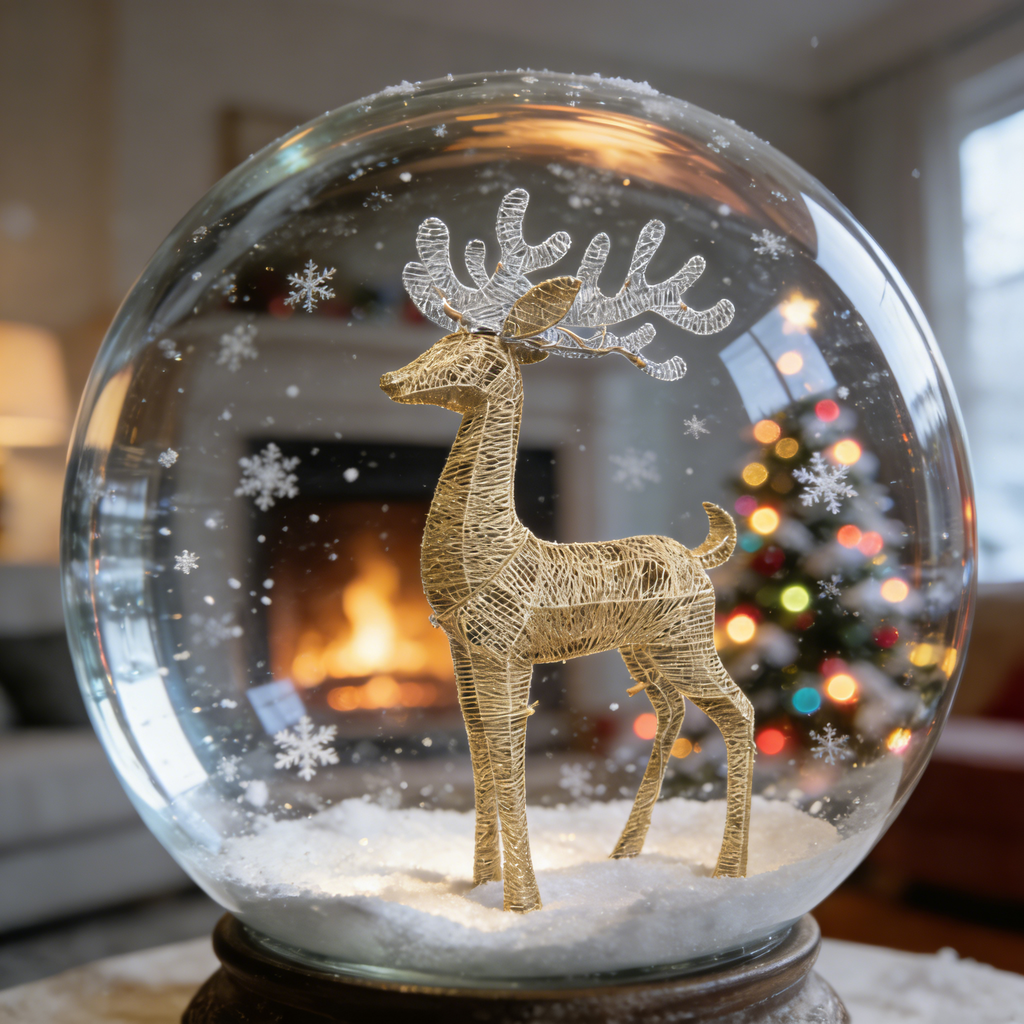 48 Inch Pre-Lit Gold Wire Reindeer with Silver Antlers, Lighted Christmas Deer Decor for Indoor & Outdoor Holiday Displays