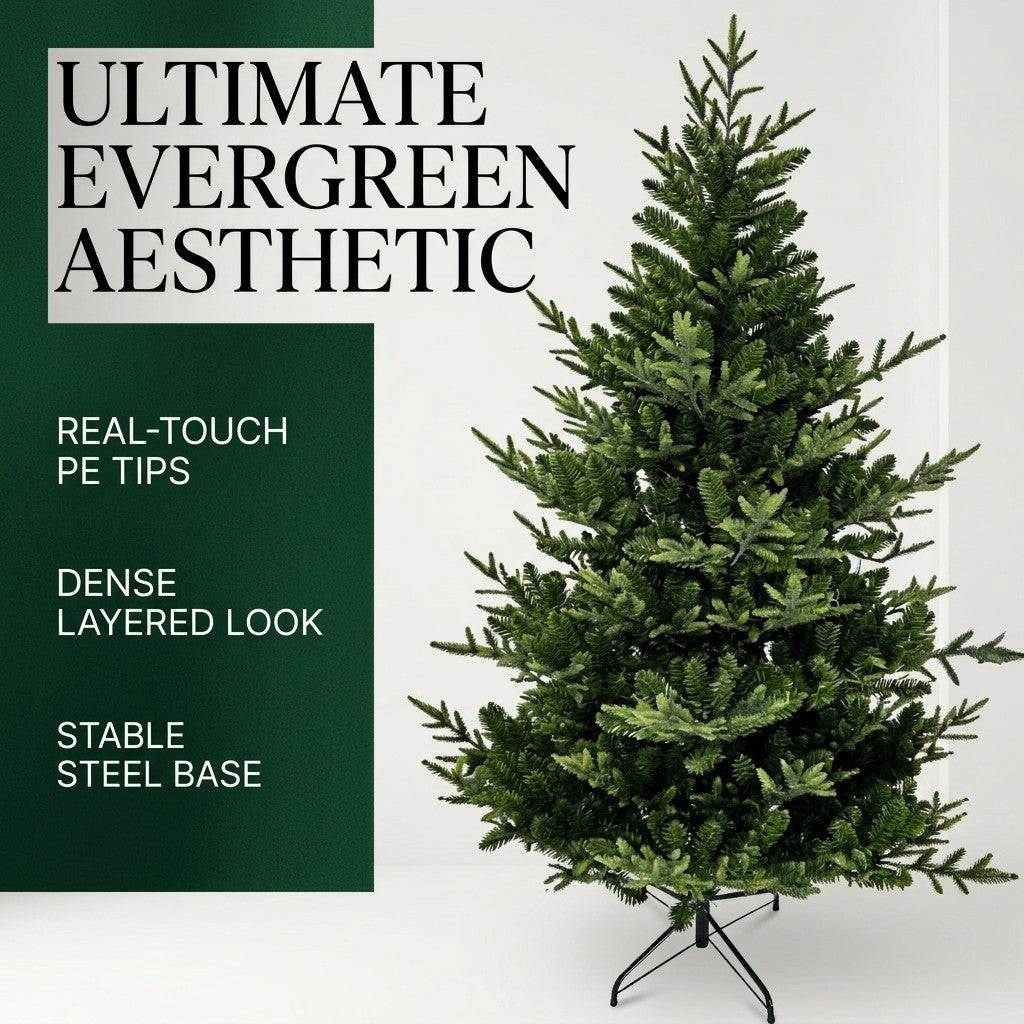 Wholesale High Density Artificial Fir Christmas Tree Unlit Undecorated PE PVC Mixed Needles Easy Assemble Metal Stand