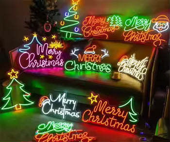 Custom Colorful Bright Beautiful Merry Christmas Neon Light Sign Custom Wall Decor for Wedding Home & Party Holiday Decorations