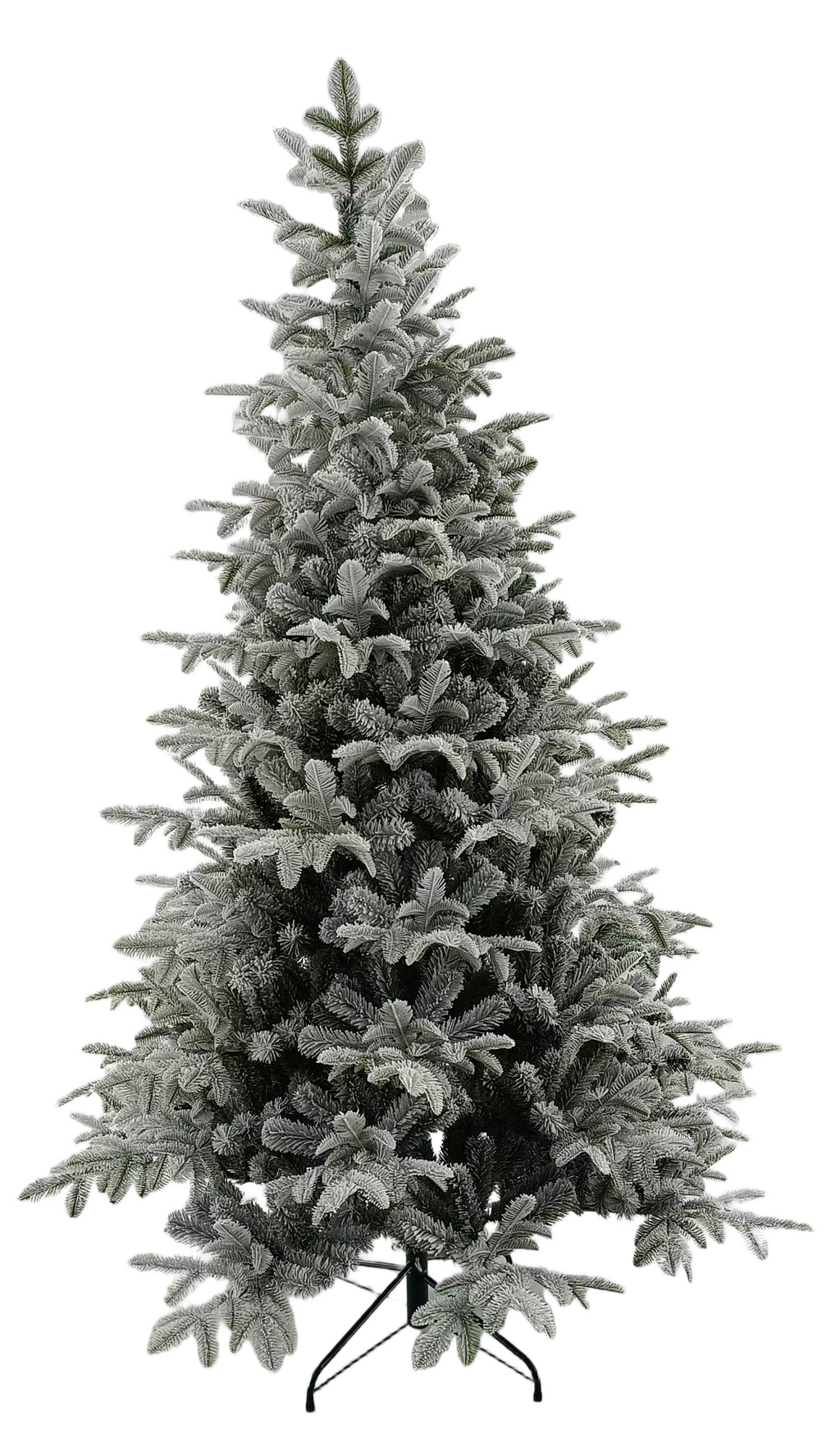 Green PVC+PE mixed iron fork artificial snow-covered tree