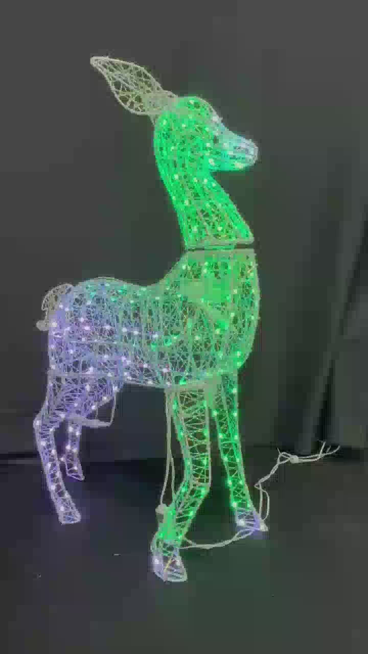 34" Electric Standing Deer with Twisted 幻彩 Strip, 200 LED Fairy Lights