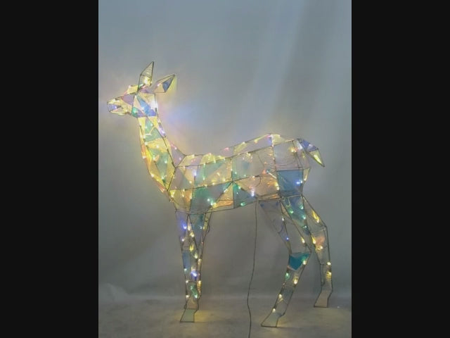 52-inch 120-light diamond-shaped iron frame with messy net cloth and rainbow film deer decoration