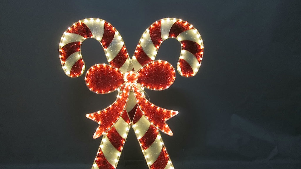 36-inch 105-light fabric-wrapped tube light bow double cane decoration