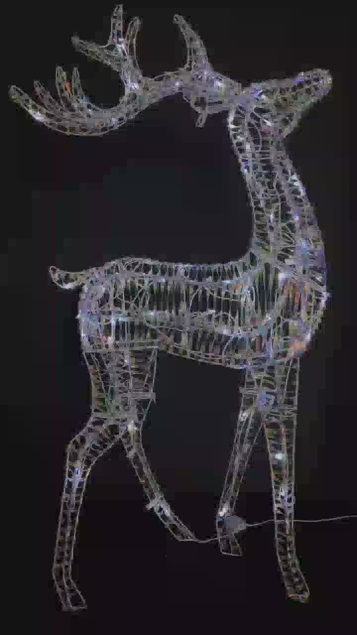 36" Lighted Twisted Rainbow Film Standing Deer | Christmas Outdoor Decoration