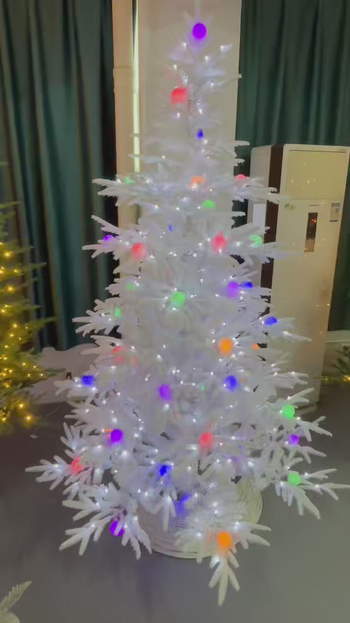 210CM PE Christmas Tree with Lights & Tree Skirt