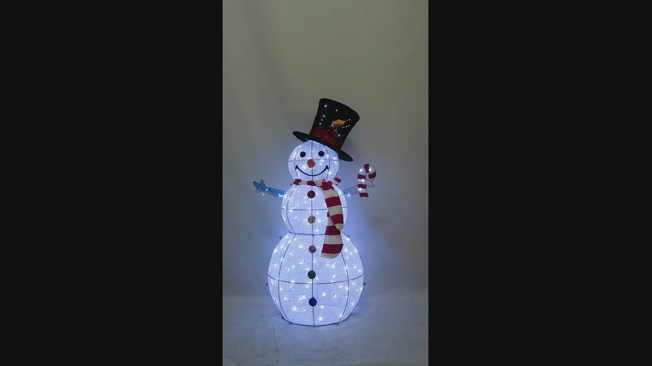 3-inch 190-light copper wire lamp with double-layer messy net cloth snowman decoration