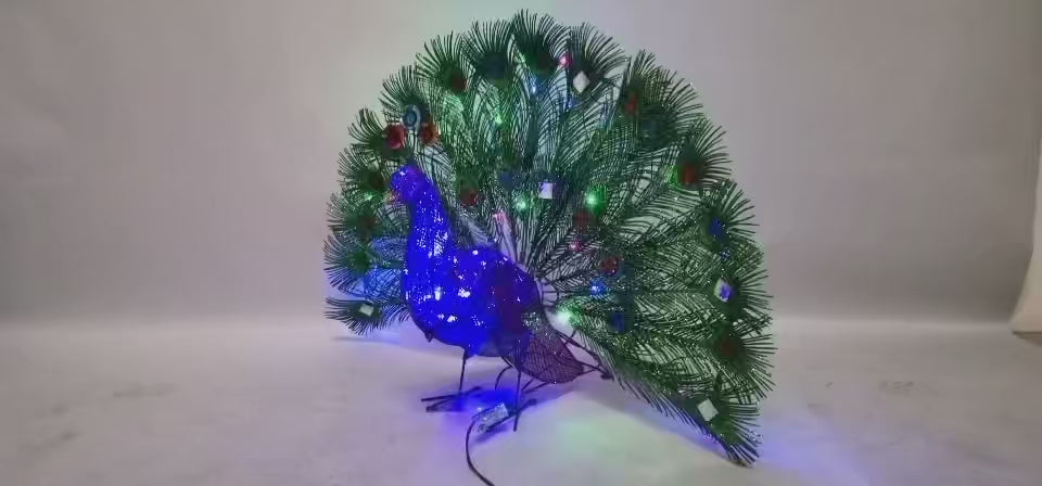 36-inch 90-lamp fabric peacock decorative light