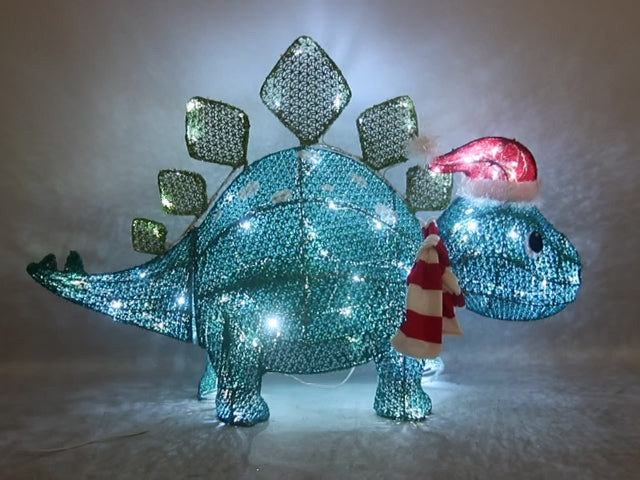 38-inch 80-light fabric-wrapped crawling dinosaur decoration