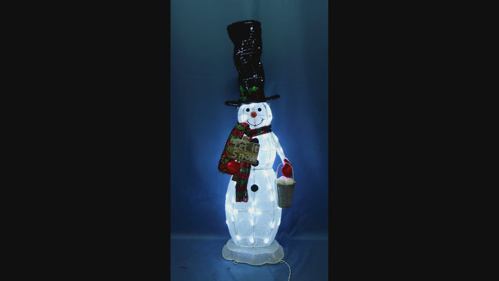 48-inch 70-light fabric top hat snowman light